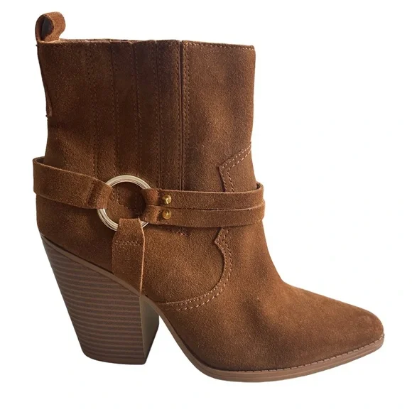 Aldo Suede Booties Brends Buckle Detail Brown Suede Size 10 EUC Worn Once - Picture 2 of 12